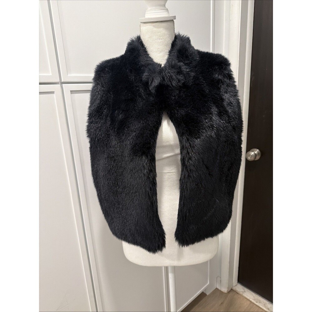 Vintage 80s Glam Gothic Noir Faux Fur Collared Vest S/M Whimsigoth Boho Mob Wife